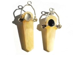 Genuine Yellow Jade Faceted Point Pendant with Hanging Bail - £17.51 GBP