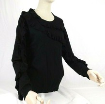 Lord &amp; Taylor Women Black Sweater Ruffles Long Sleeve Sz S - £15.72 GBP