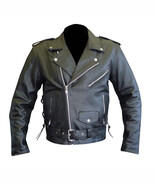 Black Real Cowhide Leather Classic Motorcycle Fringed Jacket American Ta... - $291.34 CAD