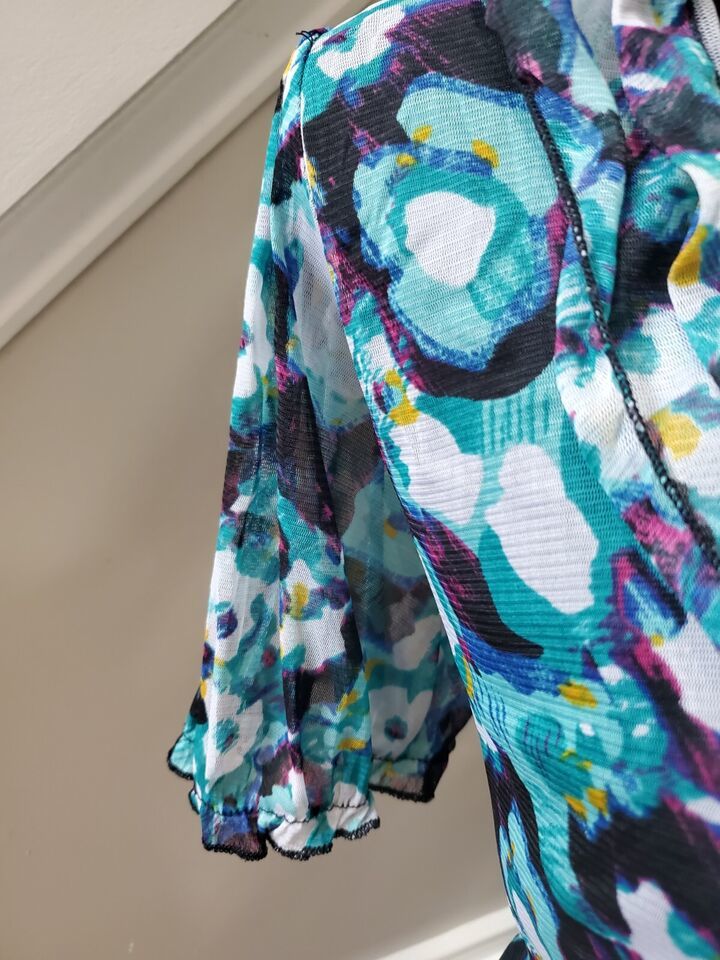 Notations Womens Multicolor 100% Polyester Scoop Neck Short Sleeve Top Blouse 2X Item image 7