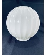 Vintage RETRO White Ribbed Glass Round Ball Light Globe Ceiling Light - $39.60