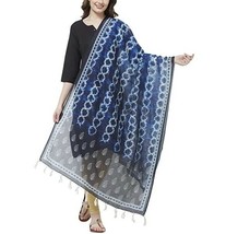 Women&#39;s Dupatta Matka Silk Jamdani woven Chunni with tassels 2.3Mt X 36&quot; Blue - £21.62 GBP
