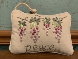 Vintage Embroidered PEACE Grapevine Design Rectangle Door Knob Hanging Pillow  - £10.41 GBP