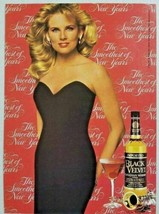 1990 Print Ad Black Velvet Canadian Whiskey Beautiful Ladyin Evening Gown - $11.43
