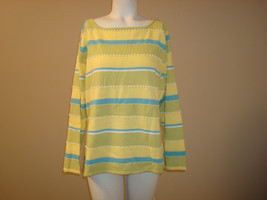 Susan Bristol XL Women&#39;s Long Sleeve Spring Yellow Green Blue White Sweater - £36.05 GBP