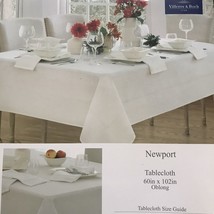 Villeroy &amp; Boch Newport White Tablecloth 60” x 102” Oblong ~New~ - $69.99