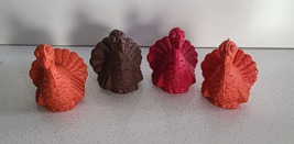 4 Vintage Diener Turkey Thanksgiving Pencil Eraser Topper Red Orange Brown - $16.82