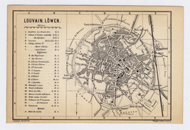 1885 Antique City Map Of Leuven / Louvain / Löwen / Belgium - £24.56 GBP