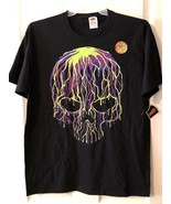 Halloween Glow in the Dark Black T Shirt - Skull SMALL &amp; LARGE SKULL MEN&#39;S - £15.14 GBP