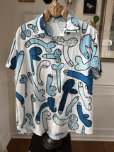 Adult Humor Novelty Short Sleeve Button Shirt Blue XXL - $25.20