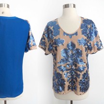 Tracy Reese for Target size SMALL blue sequin print statement blouse top... - £8.29 GBP