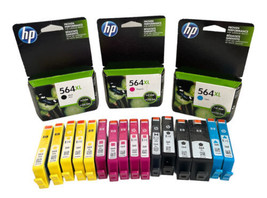 Lot of 19 HP GENUINE 564XL 564 Black &amp; Color Ink NO RETAIL BOX PHOTOSMAR... - $70.11