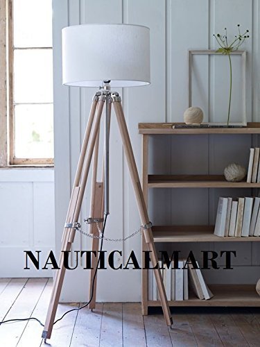 Floor Standing Industrial Wooden Tripod Classical Floor Lamp