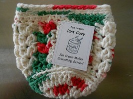 Handmade Crocheted Ice Cream Pint Cozy-Christmas/Cotton Yarn-Stocking Stuffer!  - £8.01 GBP