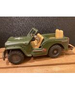 Lucky US Army Green Willy's Jeep Tin Collectible Vintage Toy Made in Japan - $36.93
