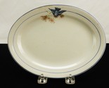 Small 8&quot; Oval Ceramic Platter, Blue Bird &amp; Flowers, Snacks, Child Plate,... - $14.65