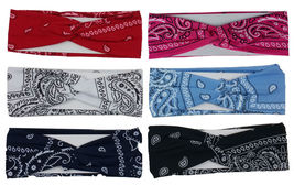 Bandana Headband Yoga Hairband Head Wrap Paisley Twisted Headband 6PCS - £23.92 GBP