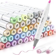 Ohuhu Pastel Markers Brush Tip - 48 Pastel Colors Double Tipped, Marker ... - £7.34 GBP