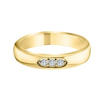 1CT Round Cut Diamond Three-Stone Diamond Men&#39;s Ring 18K Yellow Gold Over - £109.65 GBP