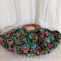 Earth Divas Fair Trade Embroidered Hand Bag Colorful Cotton Boho Hippie Wicker - £34.27 GBP