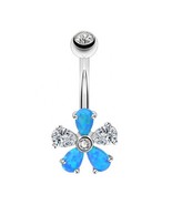 Blue Opal Belly Button Ring 14 Gauge - $19.00 CAD