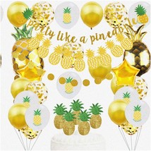 Pineapple Paradise Party Pack: Glittery Gold Decorations, Garland Banner, Latex - £40.46 GBP