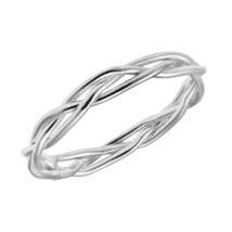 Crown of Thorn Weave Wire Braid Sterling Silver Band Ring-5 - £11.86 GBP
