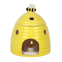 Yellow Whimsical Bumblebee Beehive Ceramic Essential Oil Warmer Candle Holder - $21.99
