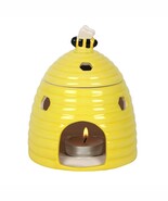 Yellow Whimsical Bumblebee Beehive Ceramic Essential Oil Warmer Candle H... - $30.17 CAD
