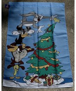 1997 Vintage Looney Tunes Christmas Decorative Porch Flag Bugs Taz Tweet... - £14.97 GBP