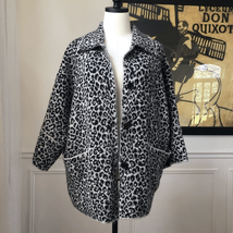 Christian Siriano Animal Print Cardigan Mob Wife Sweater Jacket L - $508.89 MXN