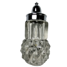 Antique 4in Clear Glass Studded Salt Or Pepper Shaker Hexagon With Diamond Shape - £11.95 GBP