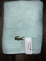 Lacoste ~ Light Aqua Blue Bath Towel 100% Cotton 30&quot; x 52&quot; Big Crocodile... - $32.66