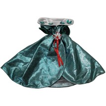 Barbie Doll Dress 1990s Happy Holiday Green Silver Satin Evening Gown Poinsettia - £7.91 GBP