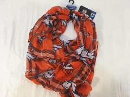 Nfl 2024 Womens Denver Broncos Orange Blue Plaid Home Logo Sheer Infinity Scarf - £12.16 GBP