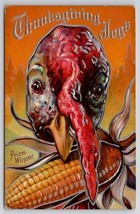 Thanksgiving Joys Turkey With Corn Cob Prize Winner Silver Gild Postcard C39 - £6.23 GBP