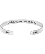 Inspirational ~ &quot;She believed she could so she did&quot; ~ Stainless Steel Br... - $427.24 MXN