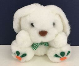 Small white stuffed Easter puppy floppy ear dog with carrot paws figi gr... - $19.75