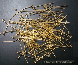 1 3/8&quot; Gold plated eye pins 100 findings dangle earrings rosaries bead F... - $2.92