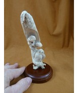 (OWL-27) little Horned owl in tree shed ANTLER figurine Bali detailed ca... - £53.64 GBP
