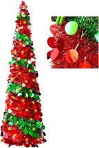 Artificial Christmas Tree with 100 Color Lights 5 Ft Pop Up Collapsible ... - $69.80