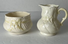 Belleek Ribbon Open Sugar and Creamer  1965-1980 - £8.89 GBP