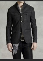 John Varvatos Linen Blend Button Front Jacket. Size EU 54 USA 44. Black - $435.38