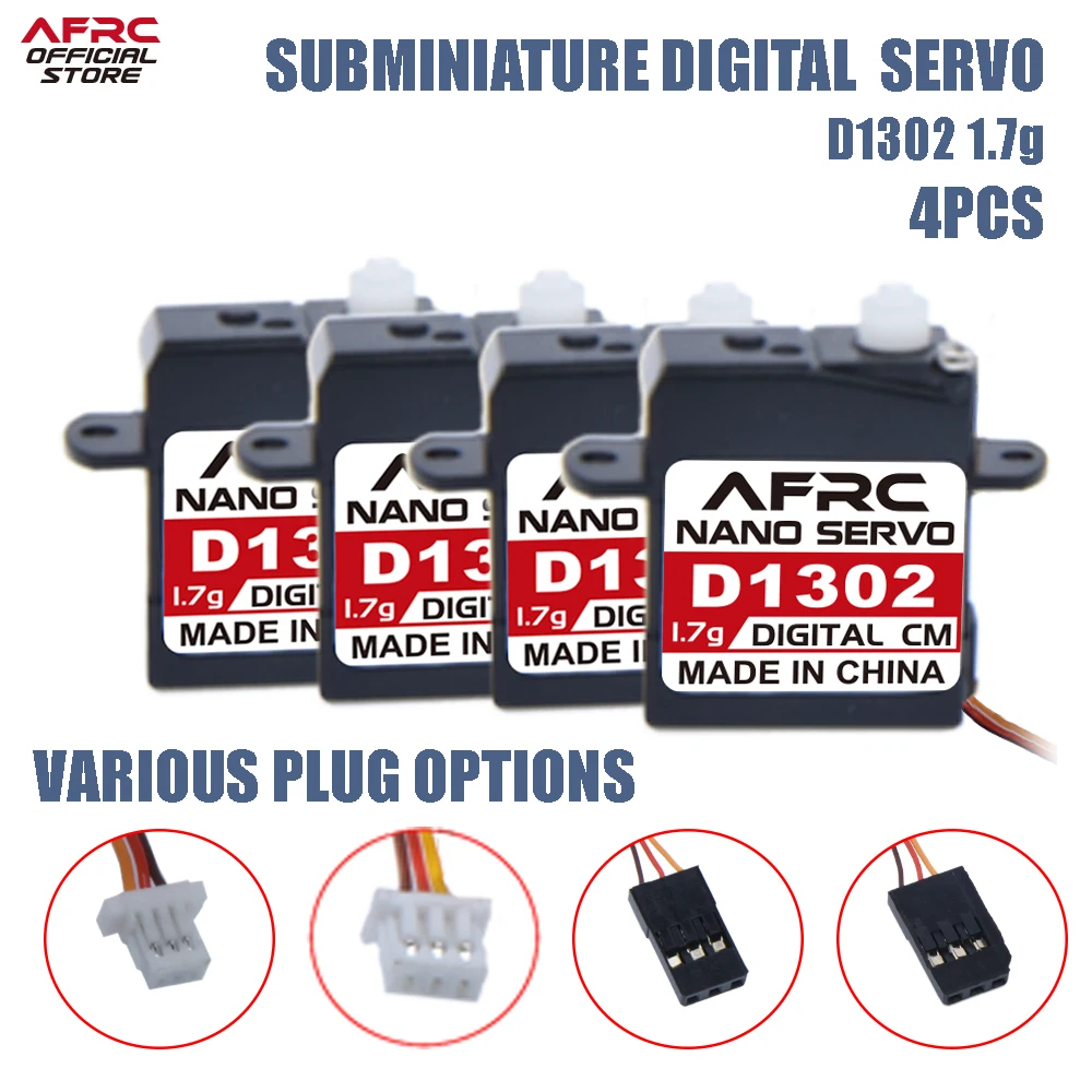 AFRC-D1302 1.7g 4PCS Super micro Digital Servo JST or JR Connector For RC plane  - £23.40 GBP