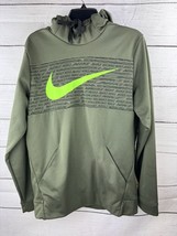 Nike Dri-Fit Men’s Hoodie Green Big Logo Athletic Mock Neck Size Medium - £16.84 GBP