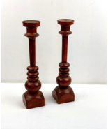 Large Vintage Wooden Candle Holders - Rustic Handcrafted Pair for Home D... - $260.58 CAD