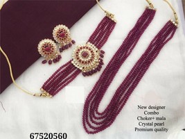 Light Weighted Kundan Choker &amp; Necklace Earrings Jewelry Set Women Girls Gift 7 - £18.77 GBP