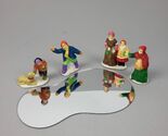 Lot 5 Hand Painted Ceramic Christmas Village Figures Woman Child Dog Pond - $15.99