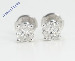 18k White Gold Princess Diamond Earrings (0.58 Ct,H Color,VS Clarity) - £917.28 GBP