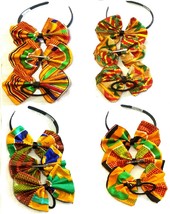 African Fabric Ankara Kente Print Hair Bow .Headband, Ponytail, Clip- Choose - £5.35 GBP+